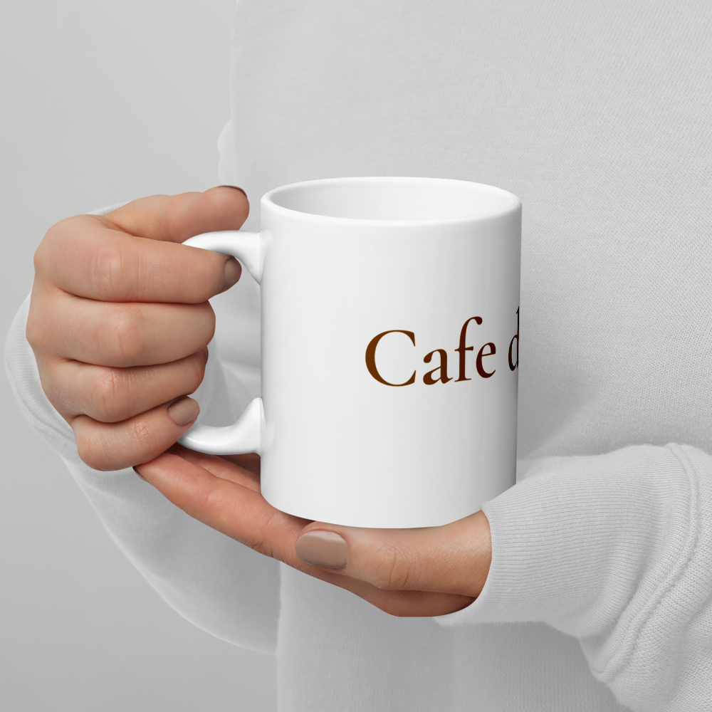 White Glossy Mug with Café Dal Mare Brown Logo