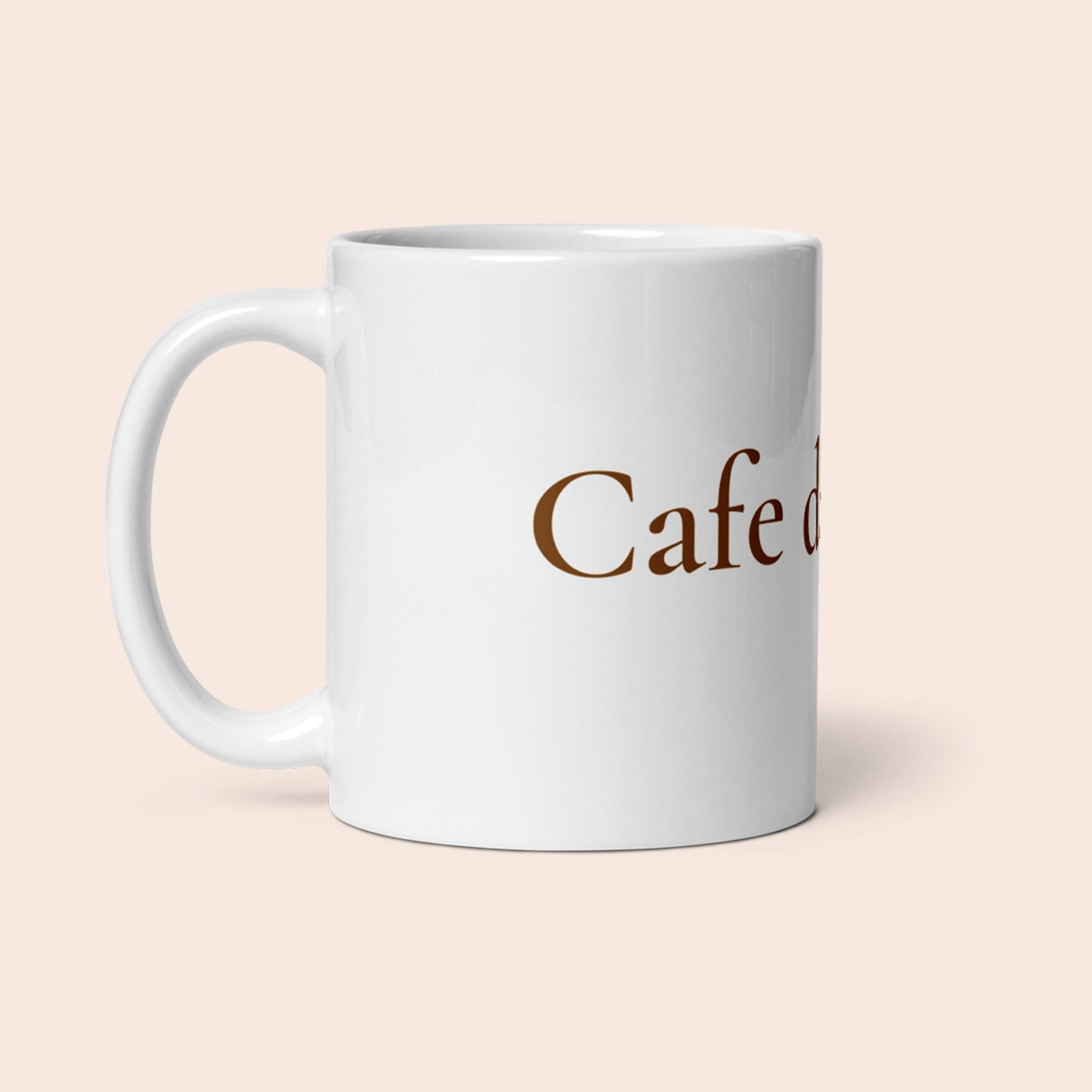 White Glossy Mug with Café Dal Mare Brown Logo